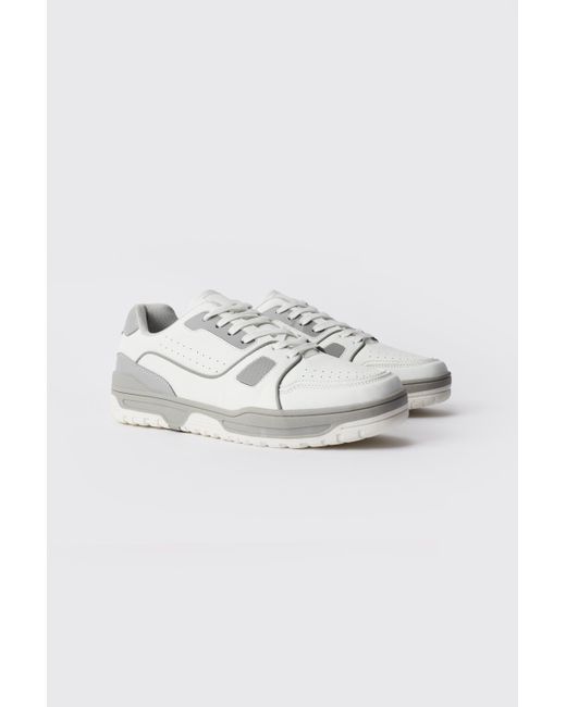 BoohooMAN White Chunky Panel Detail Trainer for men