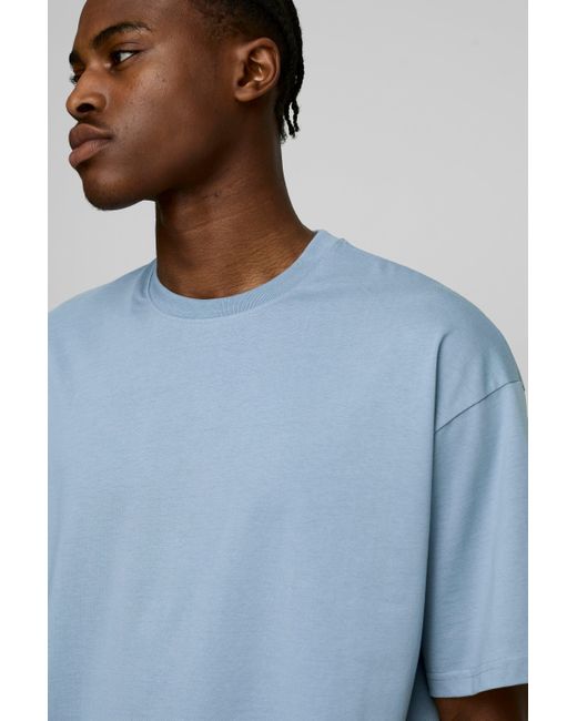 BoohooMAN Kastiges Basic Oversize Rundhals T-Shirt in Blue für Herren