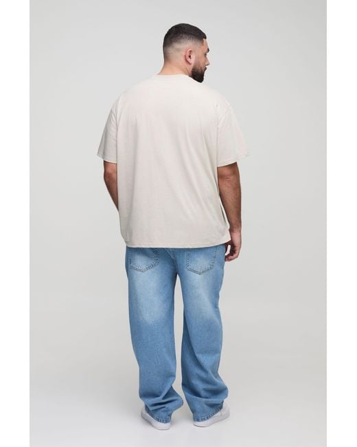 BoohooMAN White Plus Oversized Basic Crew Neck T-shirt for men
