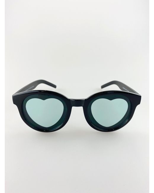 BoohooMAN Blue Svnx Plastic Round Frame Sunglasses With Heart Lenses for men
