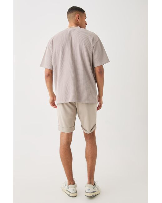 BoohooMAN Natural Oversized Waffle T-shirt for men