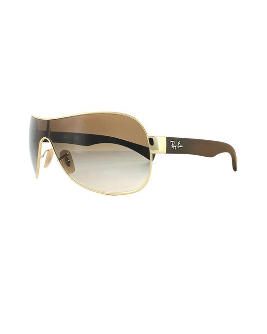 BoohooMAN Natural Ray-ban Shield Gold Brown Gradient Sunglasses for men