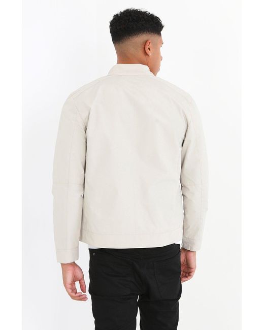 BoohooMAN White Brave Soul Zip Through Biker Jacket for men