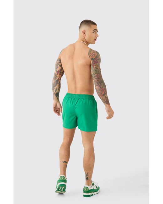 BoohooMAN Green Short Length Worldwide Swim Short for men