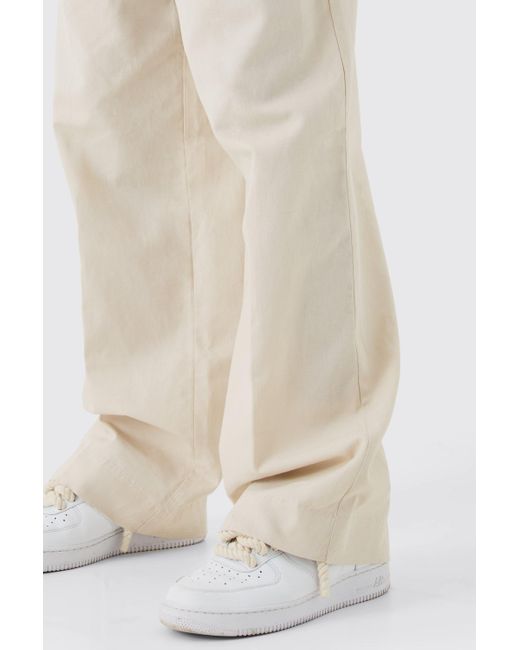 Comfort Waistband Linen Blend Wide Leg Trousers Boohoo de color Blue