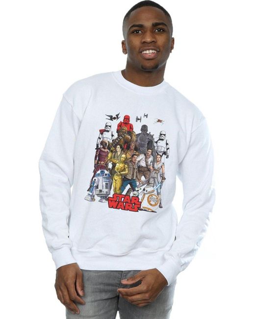 BoohooMAN White Star Wars The Rise Of Skywalker Character Collage Sweatshirt for men