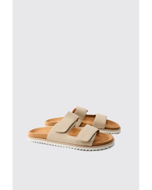 Sandalias Skater De Ante Sintético Con Tira Doble Y Suela Boohoo de color White