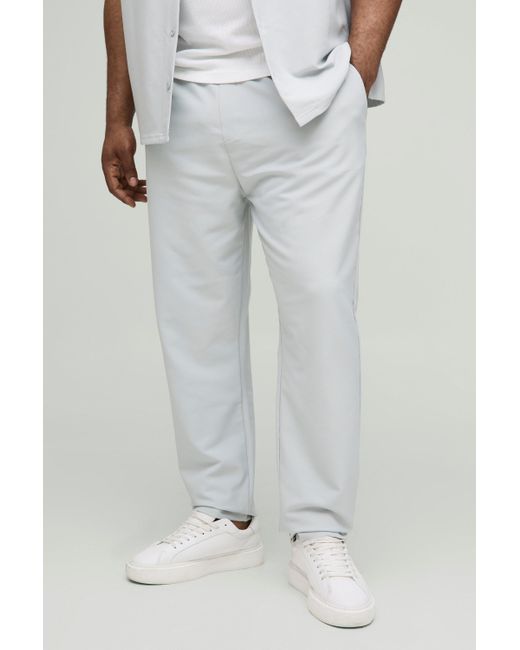 BoohooMAN Gray Plus Elasticated Waist Technical Stretch Slim Pants for men