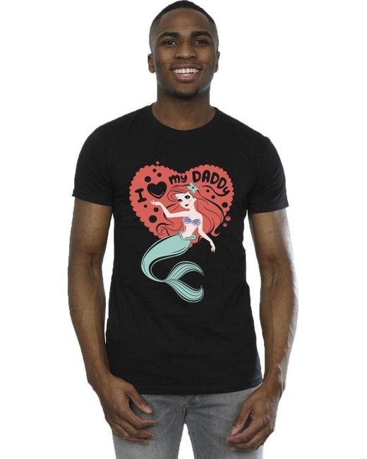 BoohooMAN Black Disney The Little Mermaid Love Daddy T-shirt for men