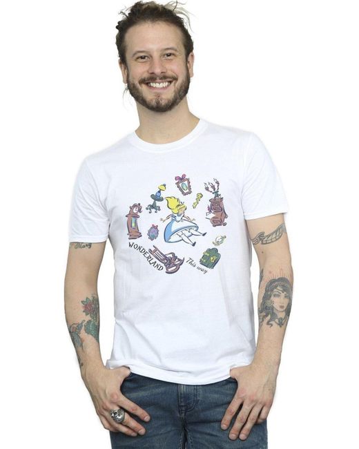 BoohooMAN White Disney Alice In Wonderland Falling T-shirt for men