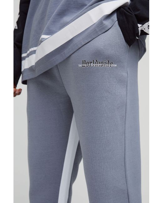 BoohooMAN Tall Jogginghose mit Worldwide Grunge Print in Blue für Herren