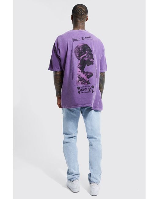 BoohooMAN Oversize T-Shirt mit Totenkopf-Print in Purple für Herren
