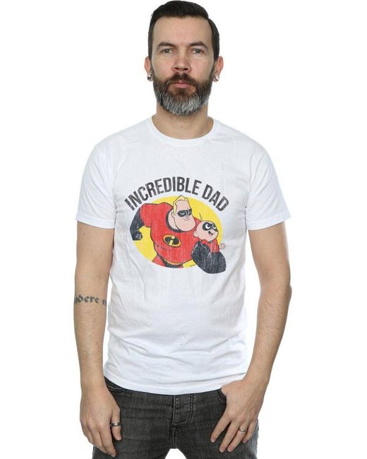 BoohooMAN White Disney The Incredibles Bob Parr Incredible Dad T-shirt for men