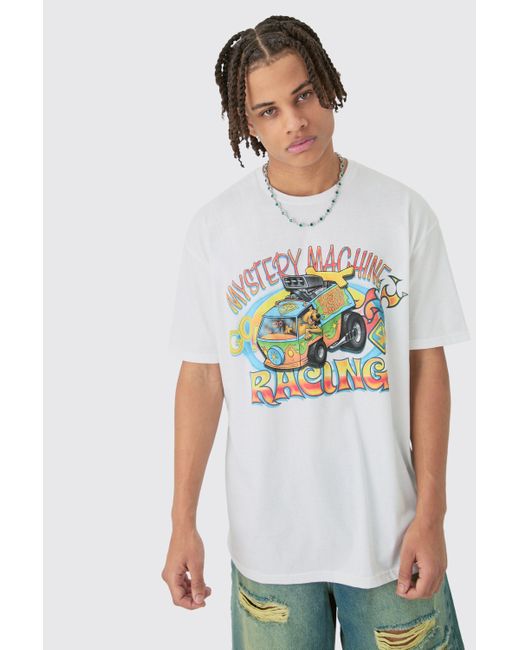 BoohooMAN White Oversized Scooby Doo License T-shirt for men