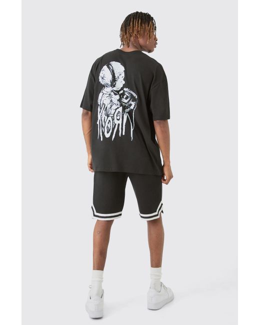 BoohooMAN Tall Oversized Korn License T-shirt In Black for men