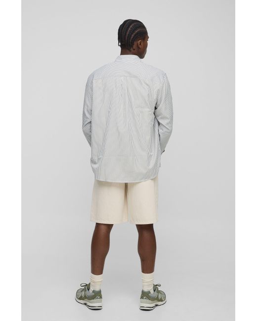 BoohooMAN Gestreiftes super Oversize Hemd mit langen Ärmeln in Gray für Herren