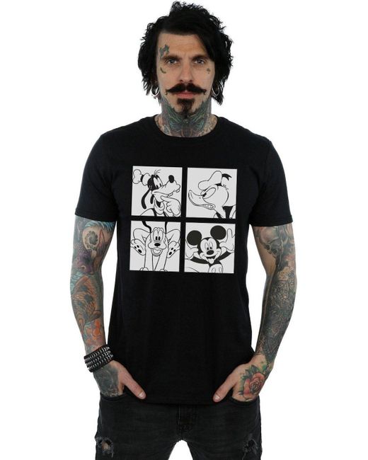 BoohooMAN Black Disney Mickey, Donald, Goofy And Pluto Boxed T-shirt for men