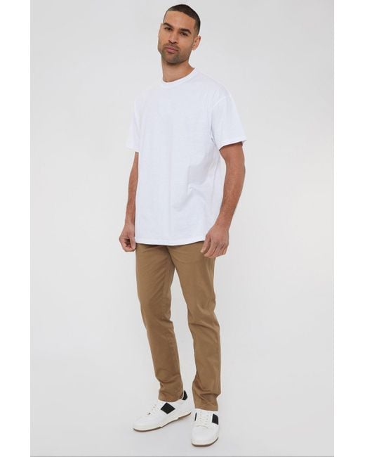 BoohooMAN Brown Threadbare 'laurito' Cotton Regular Fit Chino Trousers With Stretch for men