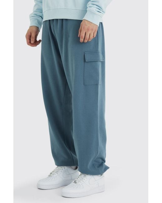 BoohooMAN Blue Tall Loose Fit Cargo Jogger for men