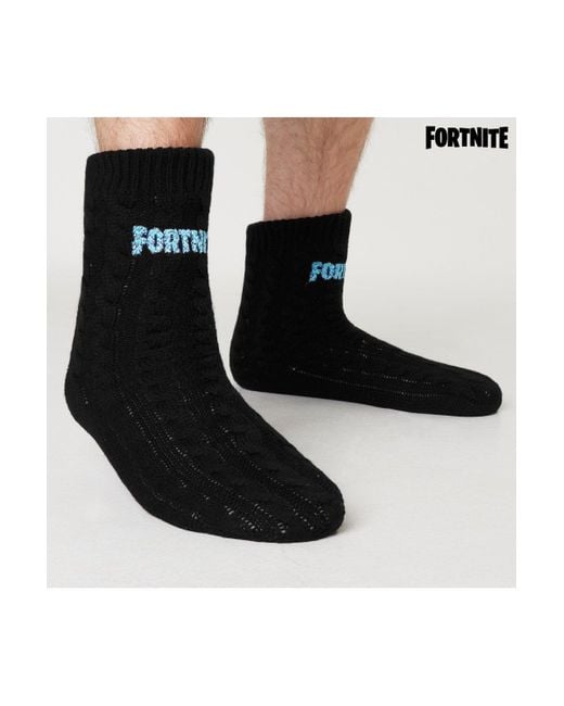 BoohooMAN Black Fortnite Fluffy Slipper Socks for men