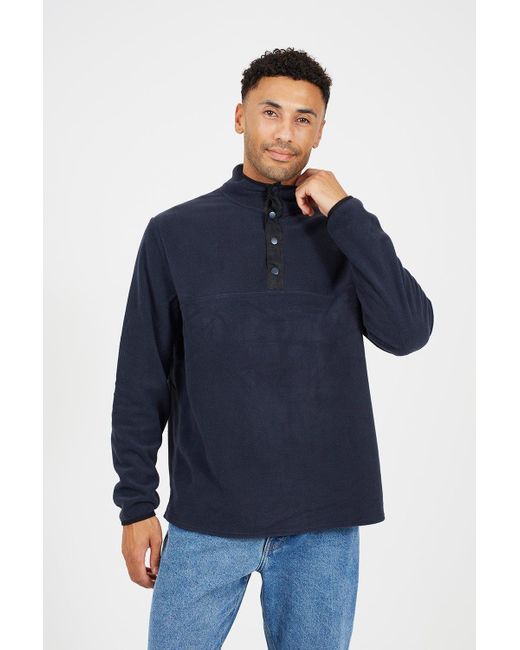 BoohooMAN Blue Brave Soul Contrast Quarter Zip Fleece for men
