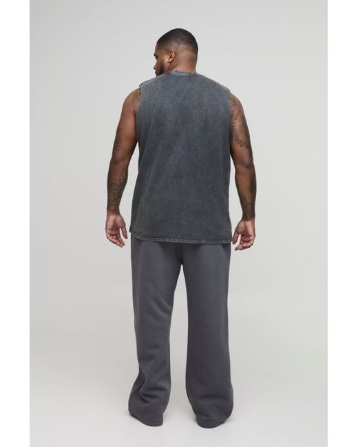BoohooMAN Blue Plus Acid Wash Regular Fit Tank for men