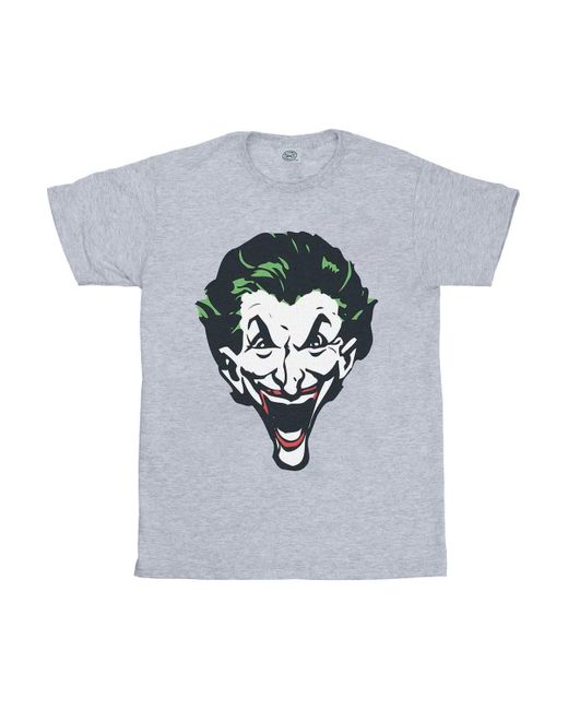 BoohooMAN Gray Dc Comics The Joker Big Face T-shirt for men