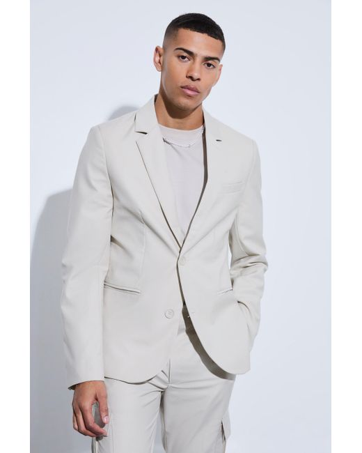 BoohooMAN Gray Skinny Fit Suit Jacket for men