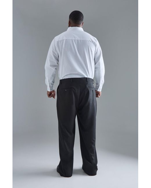 BoohooMAN Black Plus Tailored Straight Fit Trousers for men