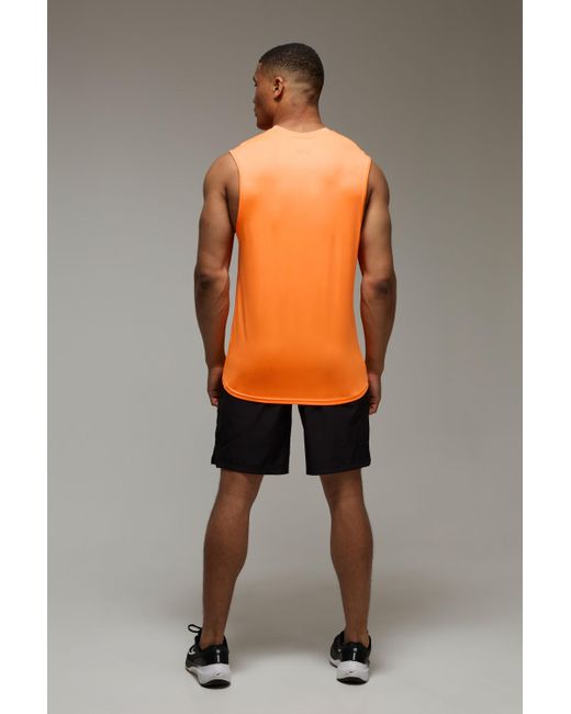 BoohooMAN Orange Man Active Regular Lightweight Essentials Gym Tank for men