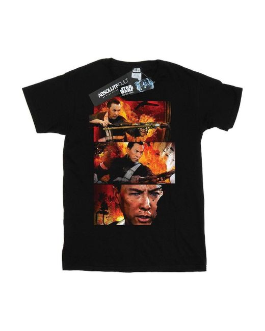 BoohooMAN Black Star Wars Rogue One Chirrut Comic Strip T-shirt for men