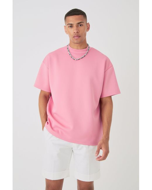 BoohooMAN Pink Oversized Scuba T-shirt for men