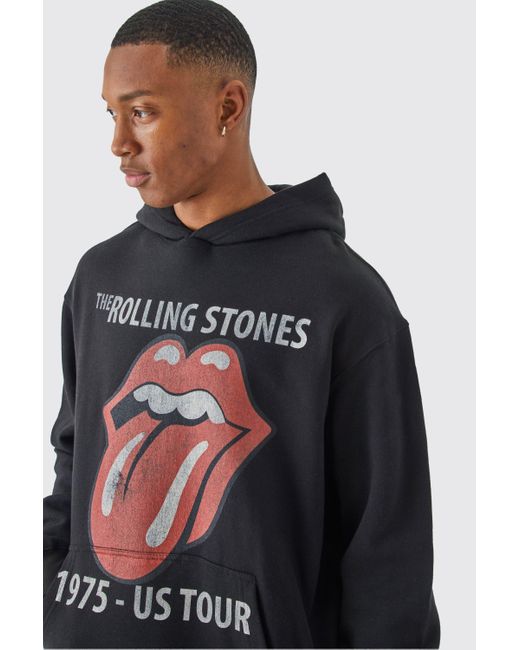 BoohooMAN Blue Oversized Rolling Stones Tour License Hoodie for men