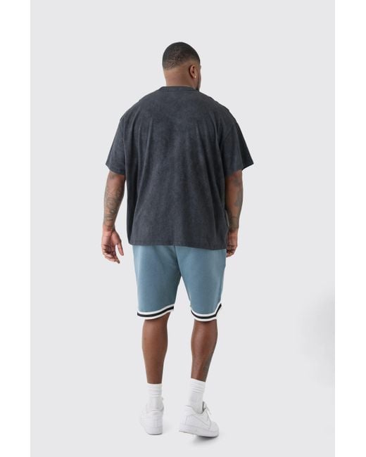 BoohooMAN Blue Plus Oversized Dept T-shirt In Acid Wash Grey for men