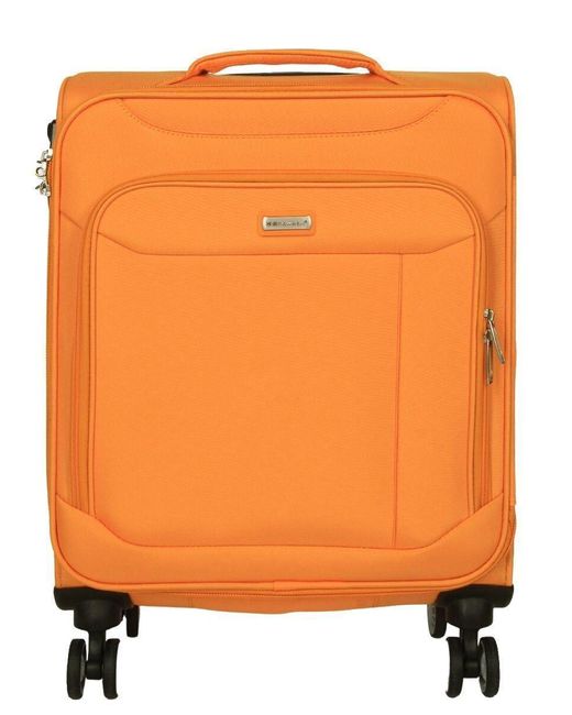 BoohooMAN Orange Infinity Leather Lightweight Yellow Suitcase 4 Wheel Luggage Travel Cabin Tsa Soft Bag for men