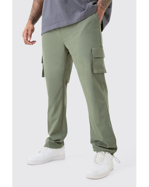 BoohooMAN Green Plus Elastic Lightweight Stretch Skinny Cargo Pants for men