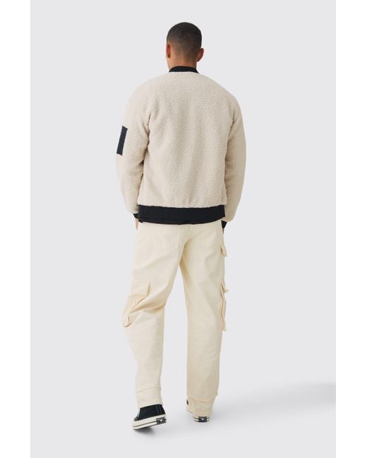 Boohoo Borg Ma1 Bomber Jacket In Ecru in Natural Lyst