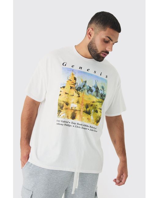 BoohooMAN White Plus Genesis License Print T-Shirt for men