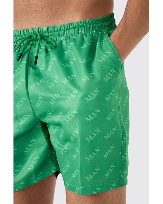 BoohooMAN Green Mid Length Trunks for men
