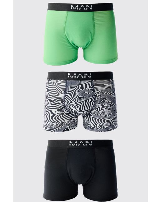 Boohoo Green 3 Pack Abstract Print Boxers