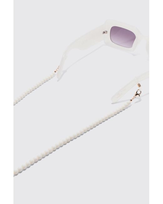 BoohooMAN Pearl Beaded Sunglasses Chain In White für Herren