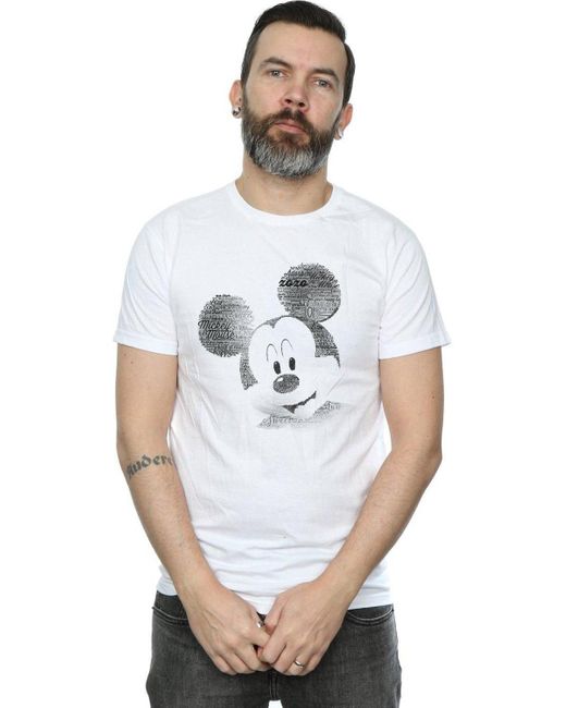 BoohooMAN White Disney Mickey Mouse Text Face T-shirt for men