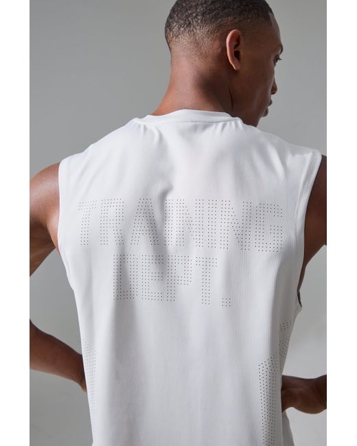 BoohooMAN Gray Active Training Dept Perforated Performance Tank for men