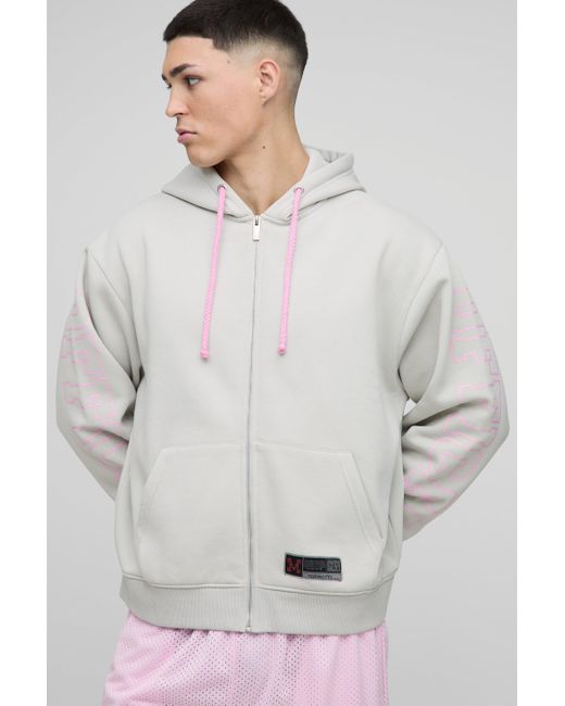 Sudadera Oversize Recta Official Con Capucha Y Cremallera Boohoo de color Gray