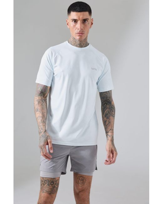 Tall Man Active Camo Raglan Performance T-Shirt Boohoo de color White