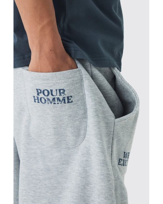 BoohooMAN Jogginghose mit weitem Bein und Official-Print in Gray für Herren