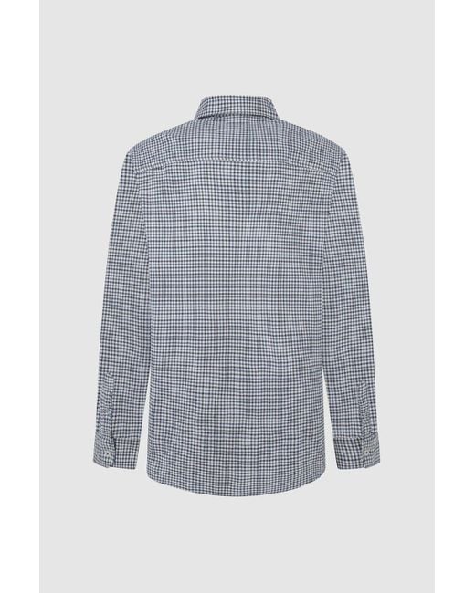 BoohooMAN Gray Pepe Jeans Mick Fine Check Long Sleeve Shirt Grey White for men