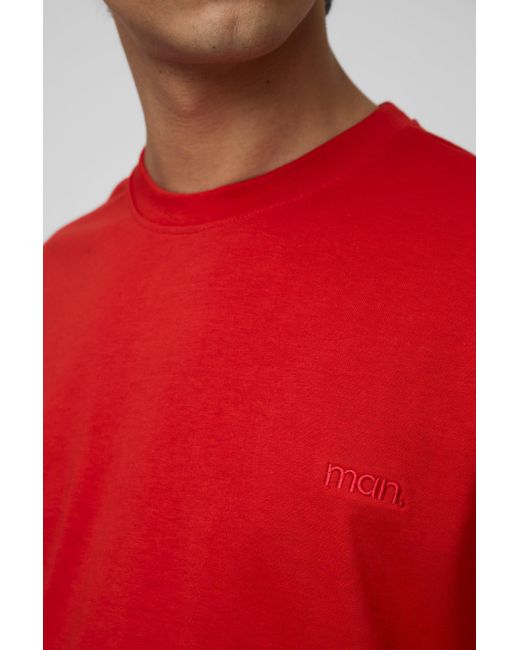 Hombre. Camiseta Oversize Recta Con Cuello Extendido Boohoo de color Red