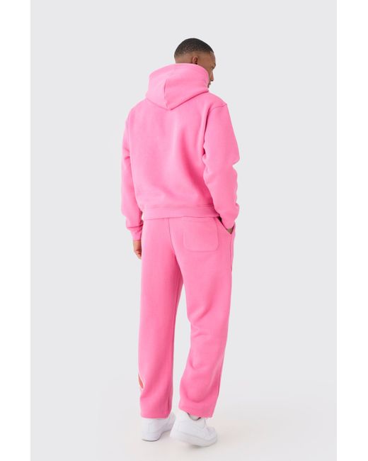 BoohooMAN Oversized Man Graphic Hooded Tracksuit in Pink für Herren