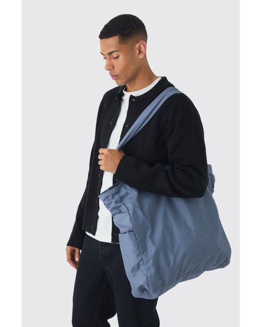 BoohooMAN Blue Oversized Tote Bag for men